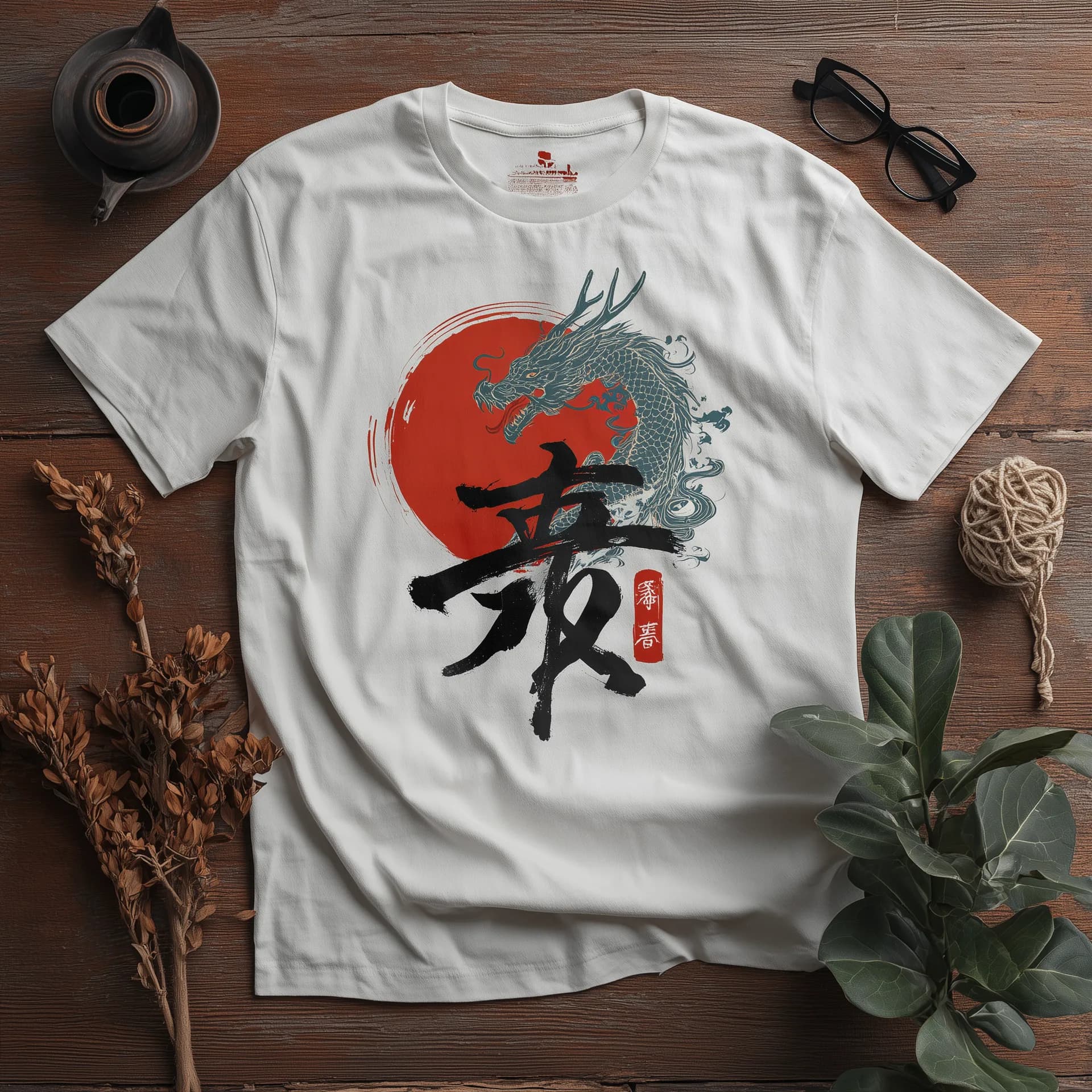 Vintage washed black t-shirt on warm sand background